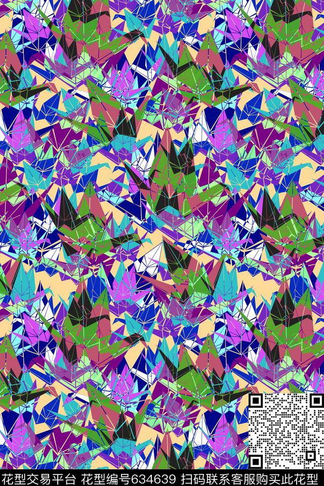 衬衣外套色块几何数码印花华亿平台下载（图片编号: 634639） - 瓦栏（Walan）