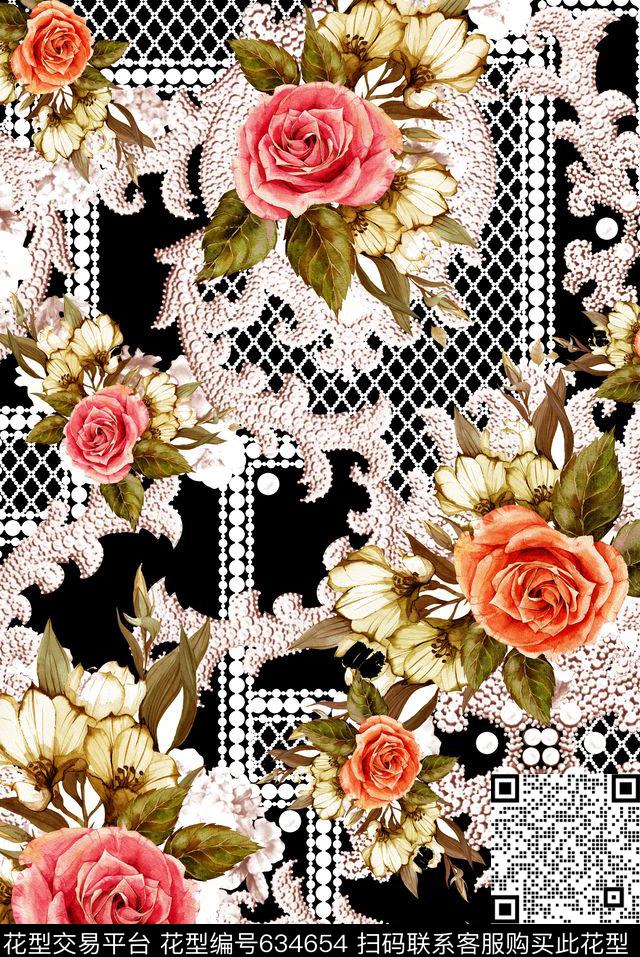 花卉花朵迪拜花卉数码印花华亿平台下载（图片编号: 634654） - 瓦栏（Walan）