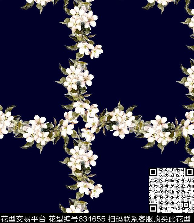 花朵苏格兰格数码印花华亿平台下载（图片编号: 634655） - 瓦栏（Walan）