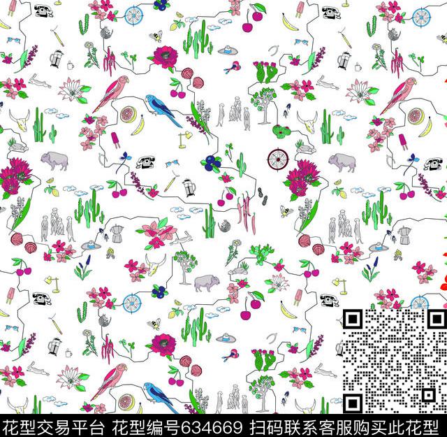 SHOPSTYLE手绘花动物印花华亿平台下载（图片编号: 634669） - 瓦栏（Walan）