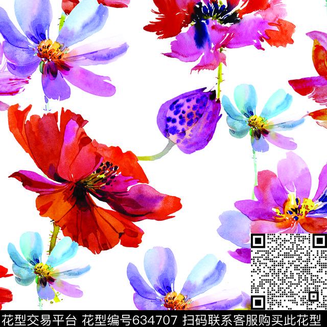 花卉罂粟花数码印花华亿平台下载（图片编号: 634707） - 瓦栏（Walan）