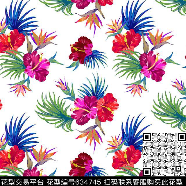 大花花朵花卉数码印花华亿平台下载（图片编号: 634745） - 瓦栏（Walan）