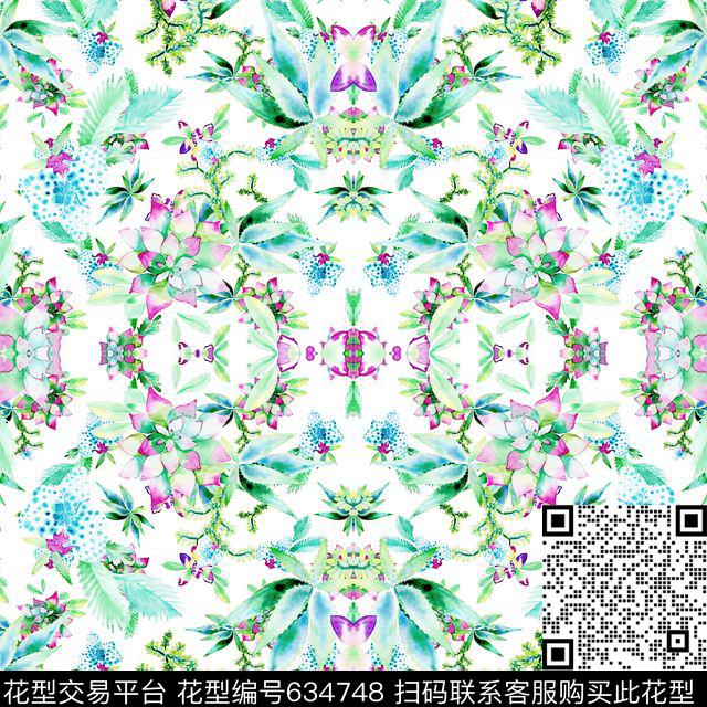 手绘花朵花卉数码印花华亿平台下载（图片编号: 634748） - 瓦栏（Walan）