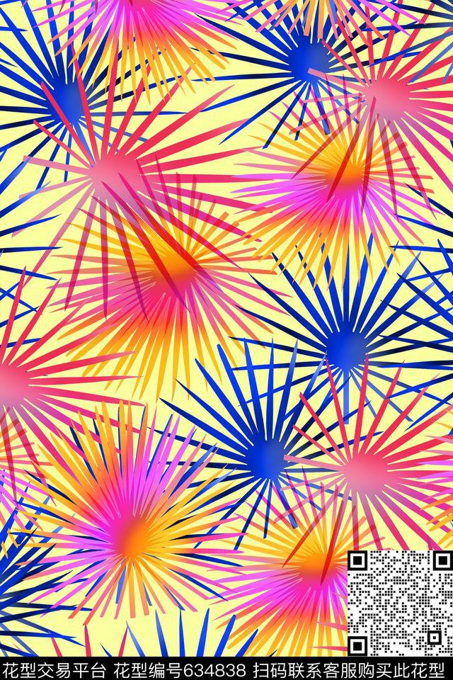 热带树叶趣味树叶传统印花华亿平台下载（图片编号: 634838） - 瓦栏（Walan）