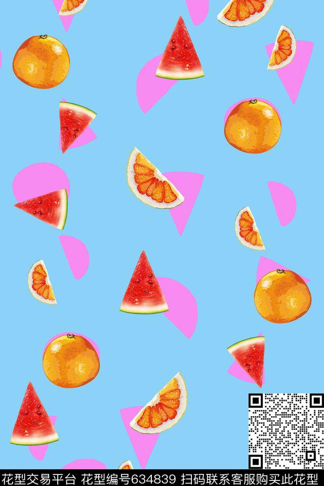 西瓜水果趣味数码印花华亿平台下载（图片编号: 634839） - 瓦栏（Walan）