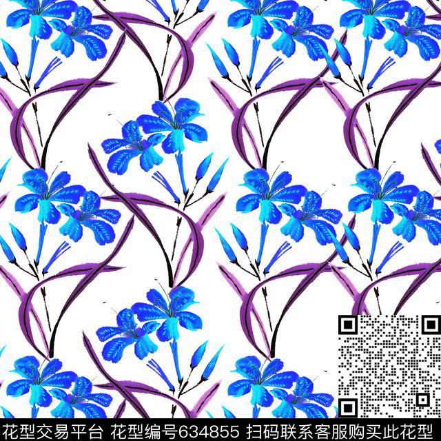 水仙花小碎花花朵数码印花华亿平台下载（图片编号: 634855） - 瓦栏（Walan）