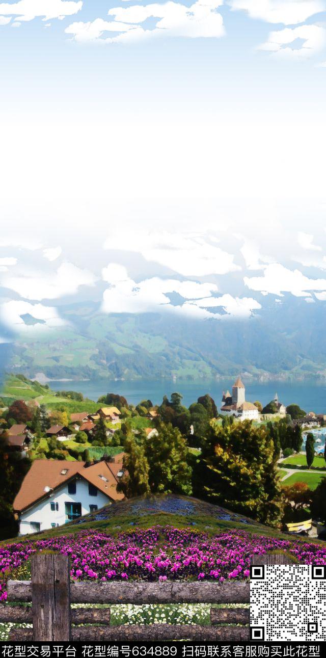 天空建筑风景数码印花华亿平台下载（图片编号: 634889） - 瓦栏（Walan）