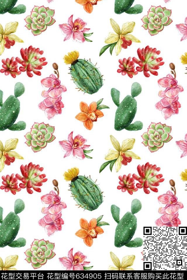 童装多肉植物纹数码印花华亿平台下载（图片编号: 634905） - 瓦栏（Walan）