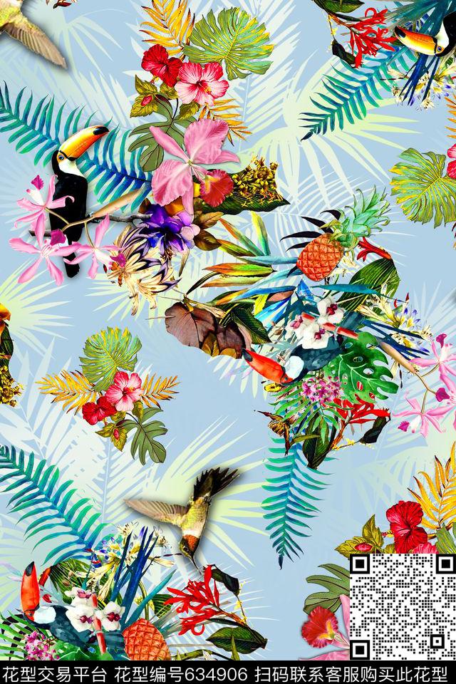热带氛围数码印花华亿平台下载（图片编号: 634906） - 瓦栏（Walan）