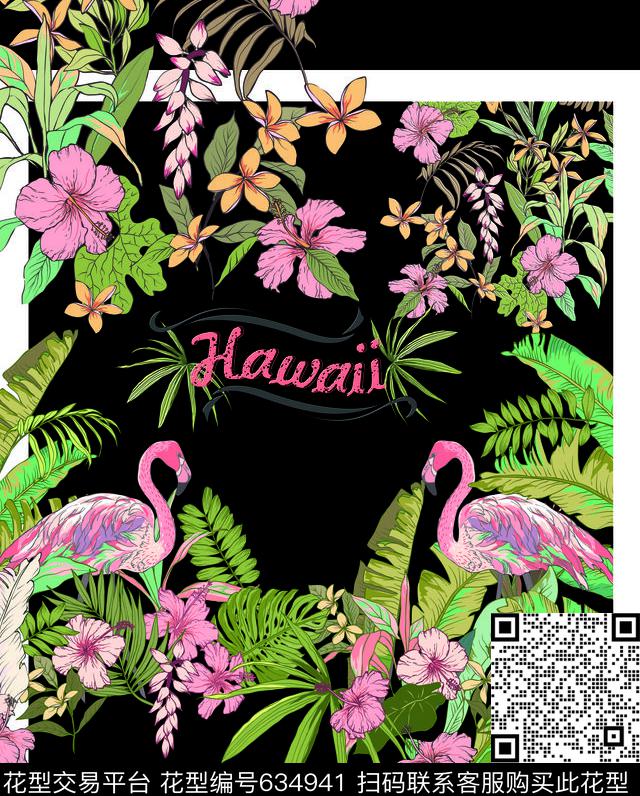 flamingoflowers2017数码印花华亿平台下载（图片编号: 634941） - 瓦栏（Walan）