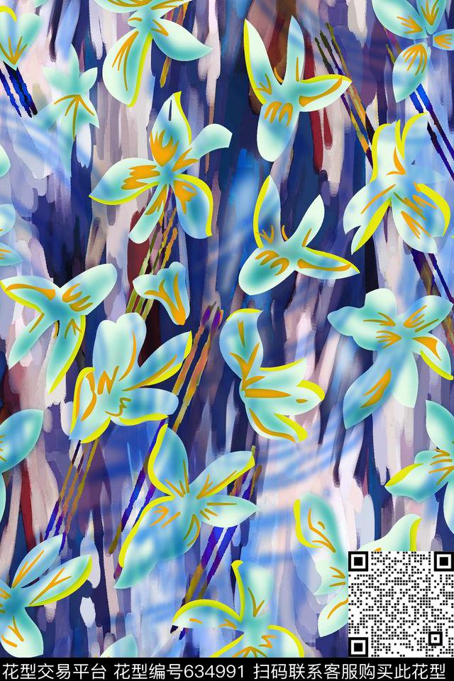 花卉牡丹小碎花数码印花华亿平台下载（图片编号: 634991） - 瓦栏（Walan）