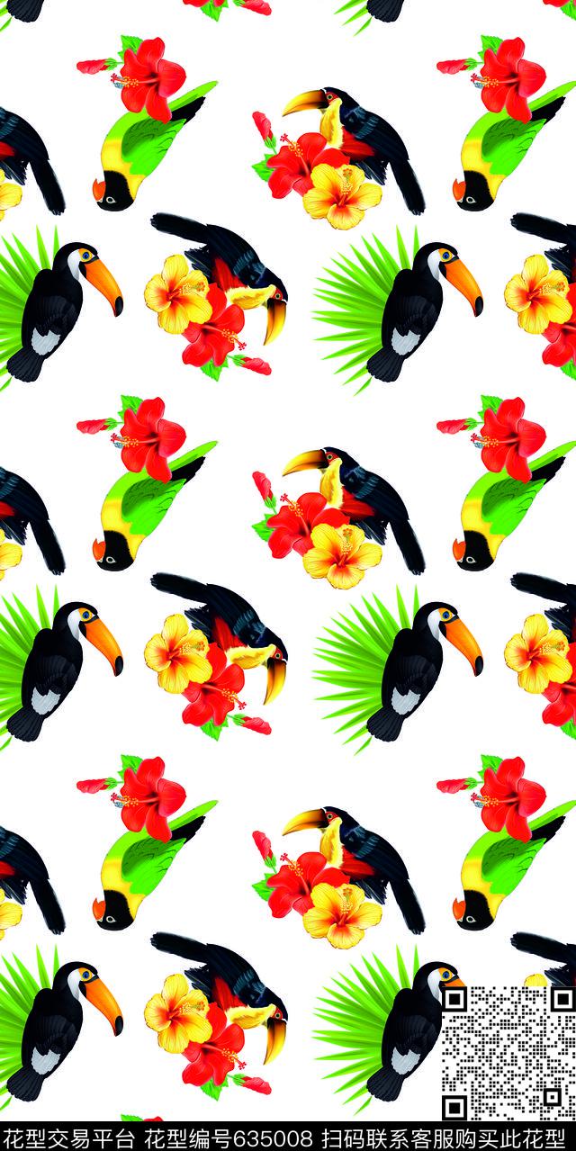 2017parrotsflowers数码印花华亿平台下载（图片编号: 635008） - 瓦栏（Walan）
