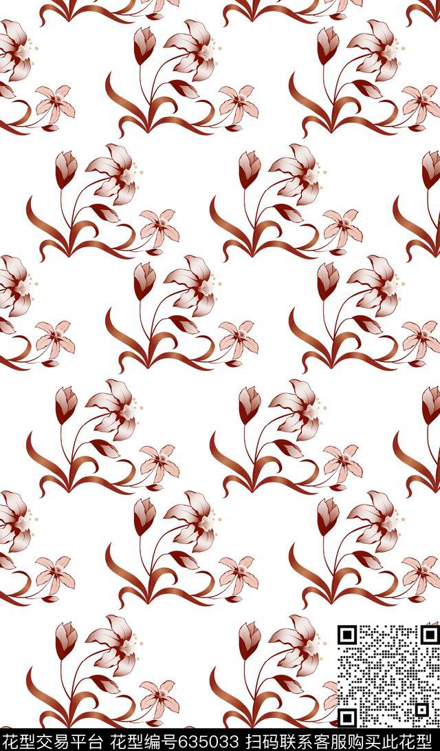 时尚清新兰花大花数码印花华亿平台下载（图片编号: 635033） - 瓦栏（Walan）