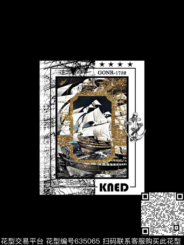 航海风潮船男装T恤数码印花华亿平台下载（图片编号: 635065） - 瓦栏（Walan）