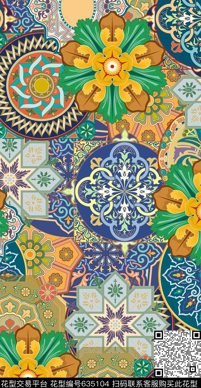 图腾中东几何传统印花华亿平台下载（图片编号: 635104） - 瓦栏（Walan）