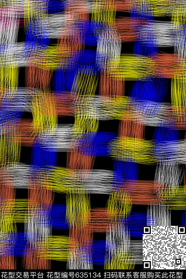 手绘几何格子传统印花华亿平台下载（图片编号: 635134） - 瓦栏（Walan）