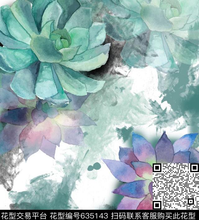 多肉植物花卉数码印花华亿平台下载（图片编号: 635143） - 瓦栏（Walan）