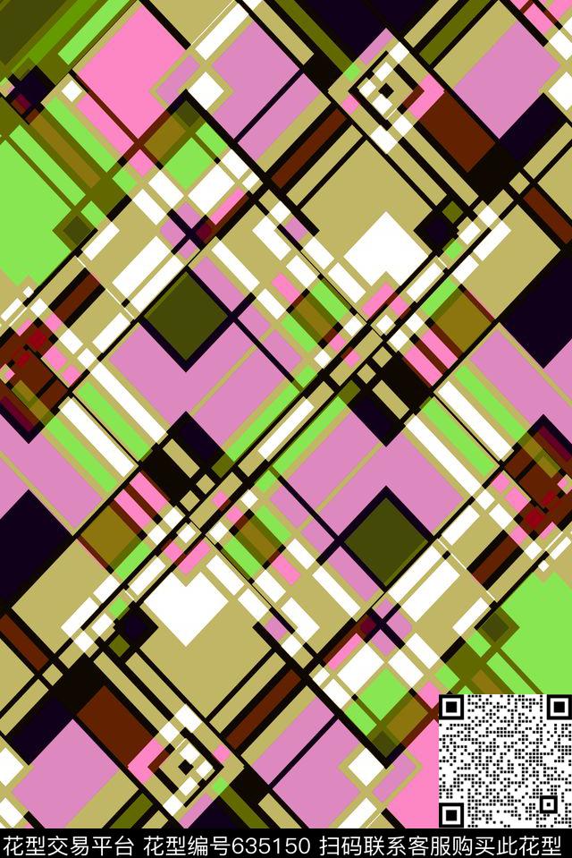 不规则几何小方块解构传统印花华亿平台下载（图片编号: 635150） - 瓦栏（Walan）