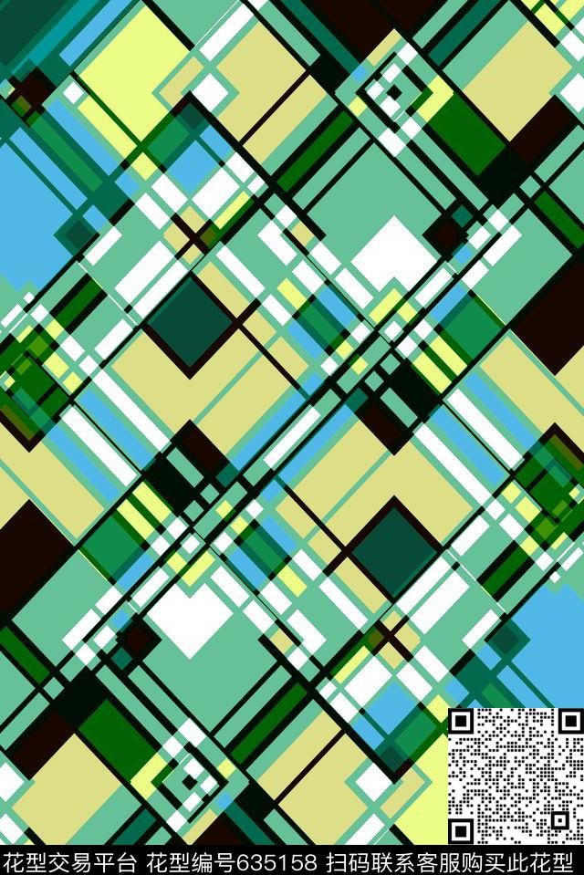 不规则几何小方块解构传统印花华亿平台下载（图片编号: 635158） - 瓦栏（Walan）