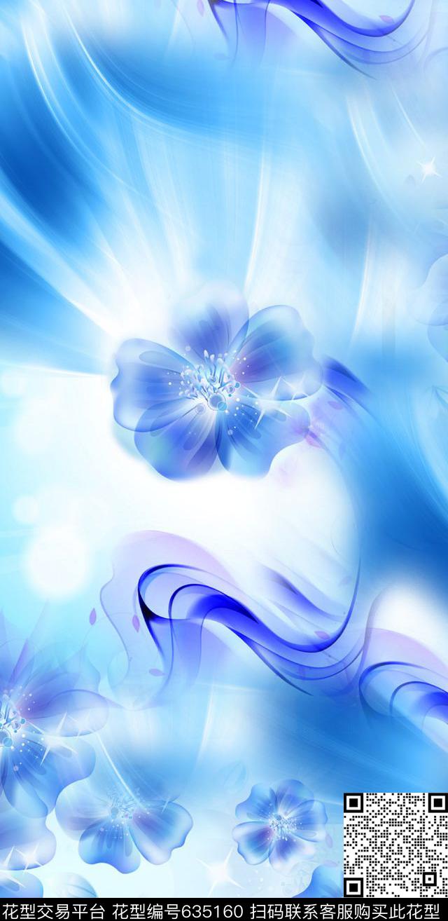 花卉波浪条纹数码花大气抽象数码印花华亿平台下载（图片编号: 635160） - 瓦栏（Walan）