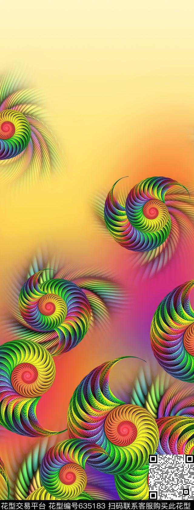 花卉抽象几何数码印花华亿平台下载（图片编号: 635183） - 瓦栏（Walan）