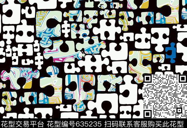 格子拼图传统印花华亿平台下载（图片编号: 635235） - 瓦栏（Walan）