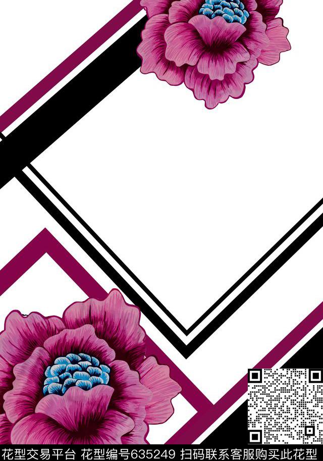 牡丹玫瑰花卉数码印花华亿平台下载（图片编号: 635249） - 瓦栏（Walan）