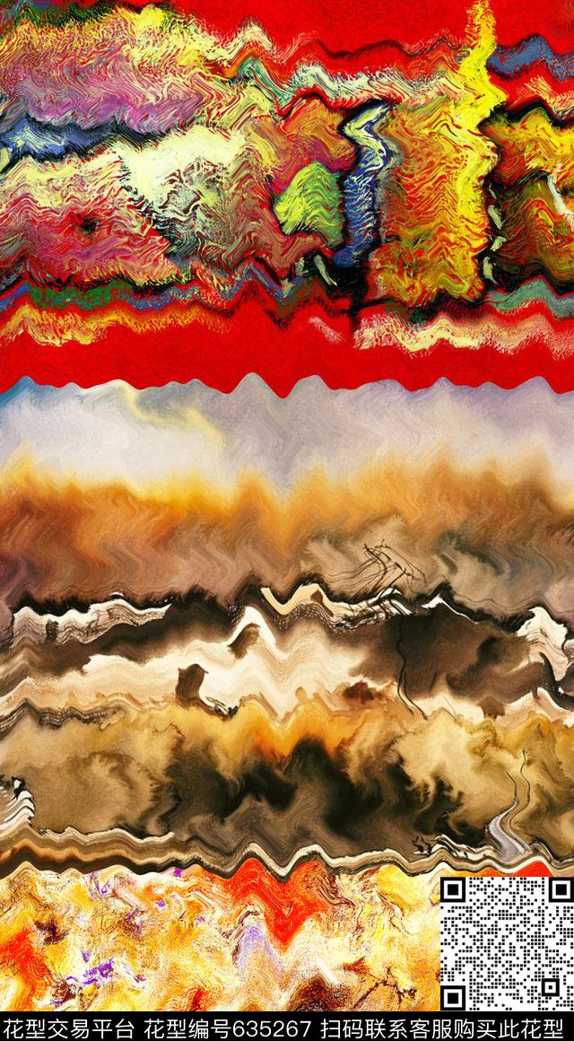 波浪条纹乱花数码花大气抽象数码印花华亿平台下载（图片编号: 635267） - 瓦栏（Walan）