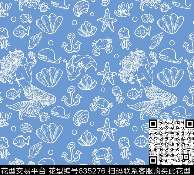 海洋鱼黑白传统印花华亿平台下载（图片编号: 635276） - 瓦栏（Walan）