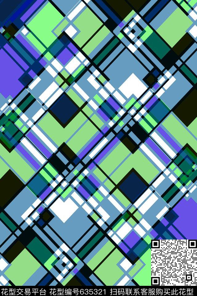 不规则几何小方块解构传统印花华亿平台下载（图片编号: 635321） - 瓦栏（Walan）