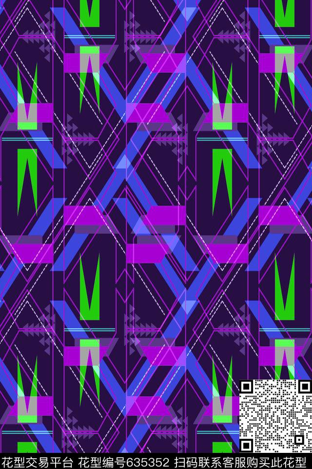 不规则几何小方块解构传统印花华亿平台下载（图片编号: 635352） - 瓦栏（Walan）