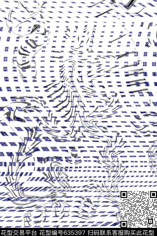Fei-抽象派Fei-男装不规则线条数码印花华亿平台下载（图片编号: 635397） - 瓦栏（Walan）