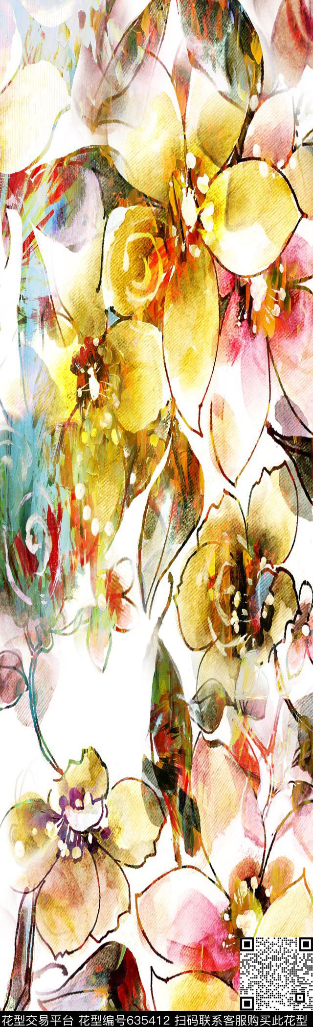 抽象彩图抽象长巾花纹抽象格形数码印花华亿平台下载（图片编号: 635412） - 瓦栏（Walan）