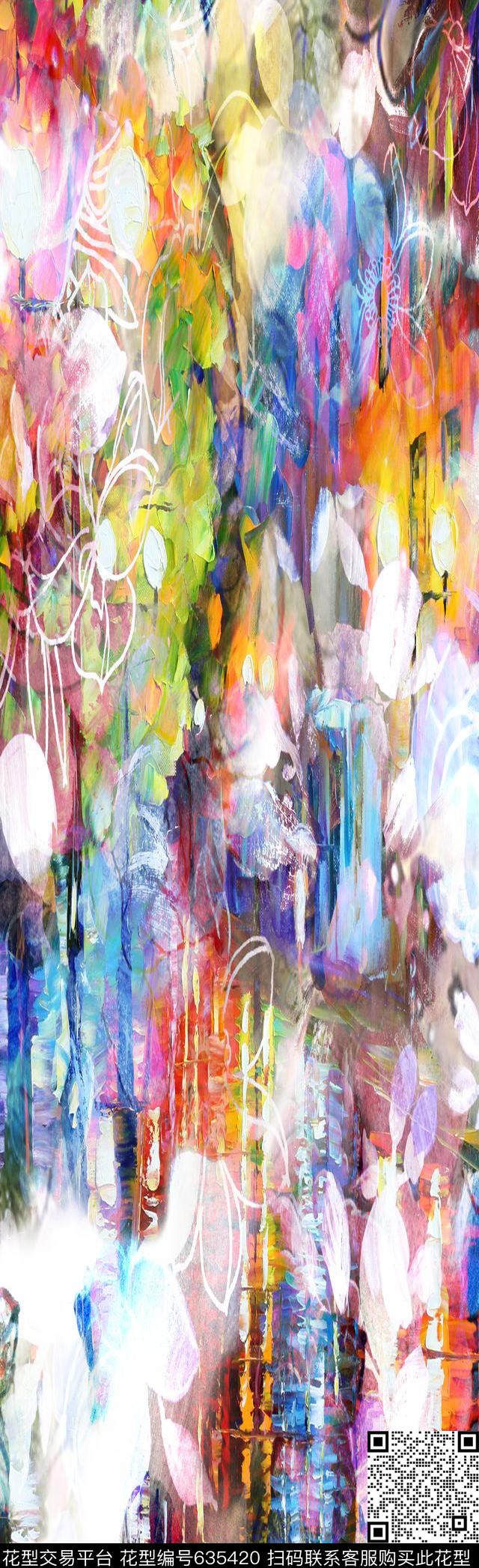 抽象彩图抽象长巾花纹抽象格形数码印花华亿平台下载（图片编号: 635420） - 瓦栏（Walan）