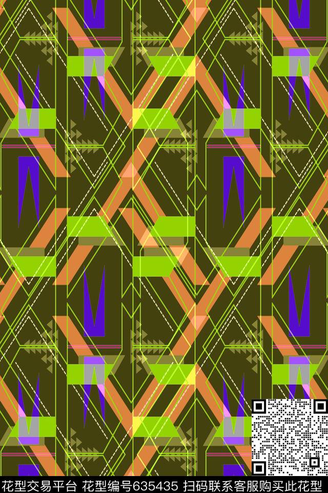 不规则几何小方块解构传统印花华亿平台下载（图片编号: 635435） - 瓦栏（Walan）