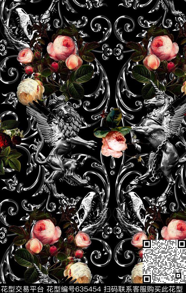 欧式花纹花卉化石数码印花华亿平台下载（图片编号: 635454） - 瓦栏（Walan）