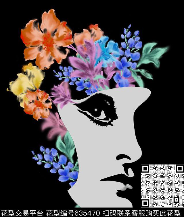 人像花卉数码印花华亿平台下载（图片编号: 635470） - 瓦栏（Walan）