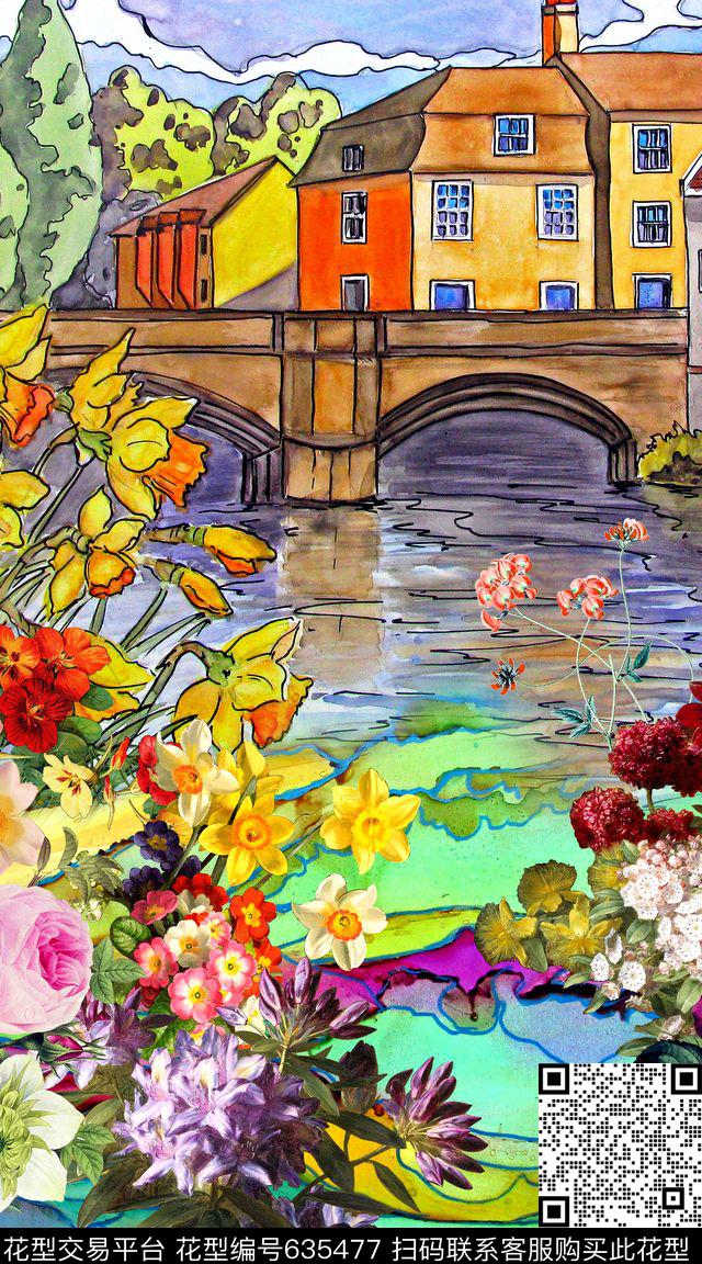 欧式复古花卉数码印花华亿平台下载（图片编号: 635477） - 瓦栏（Walan）