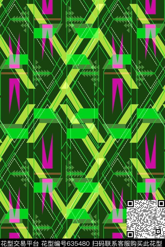 不规则几何小方块解构传统印花华亿平台下载（图片编号: 635480） - 瓦栏（Walan）