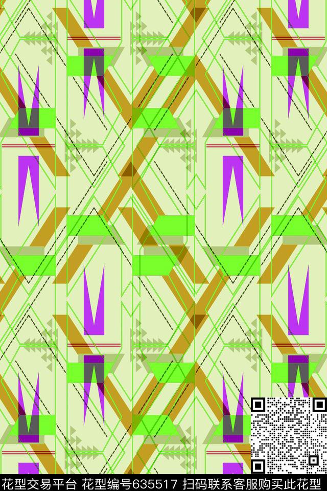 不规则几何小方块解构传统印花华亿平台下载（图片编号: 635517） - 瓦栏（Walan）