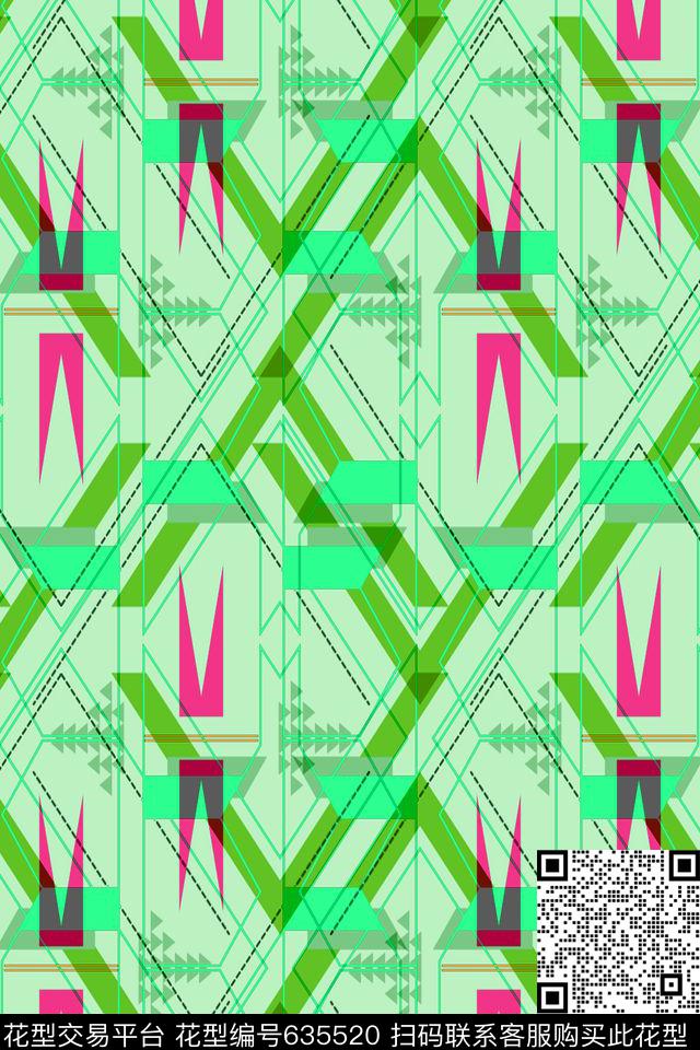 不规则几何小方块解构传统印花华亿平台下载（图片编号: 635520） - 瓦栏（Walan）