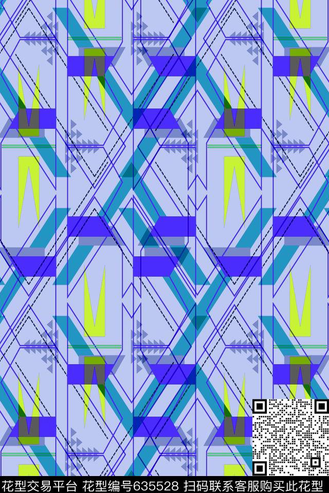 不规则几何小方块解构传统印花华亿平台下载（图片编号: 635528） - 瓦栏（Walan）