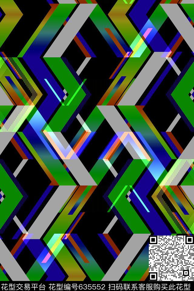 不规则几何小方块解构传统印花华亿平台下载（图片编号: 635552） - 瓦栏（Walan）