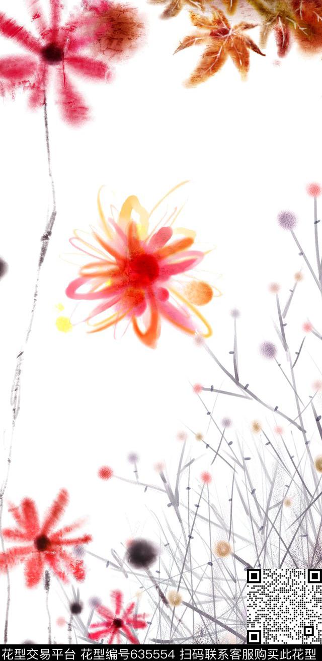 定位扎染花草数码印花华亿平台下载（图片编号: 635554） - 瓦栏（Walan）