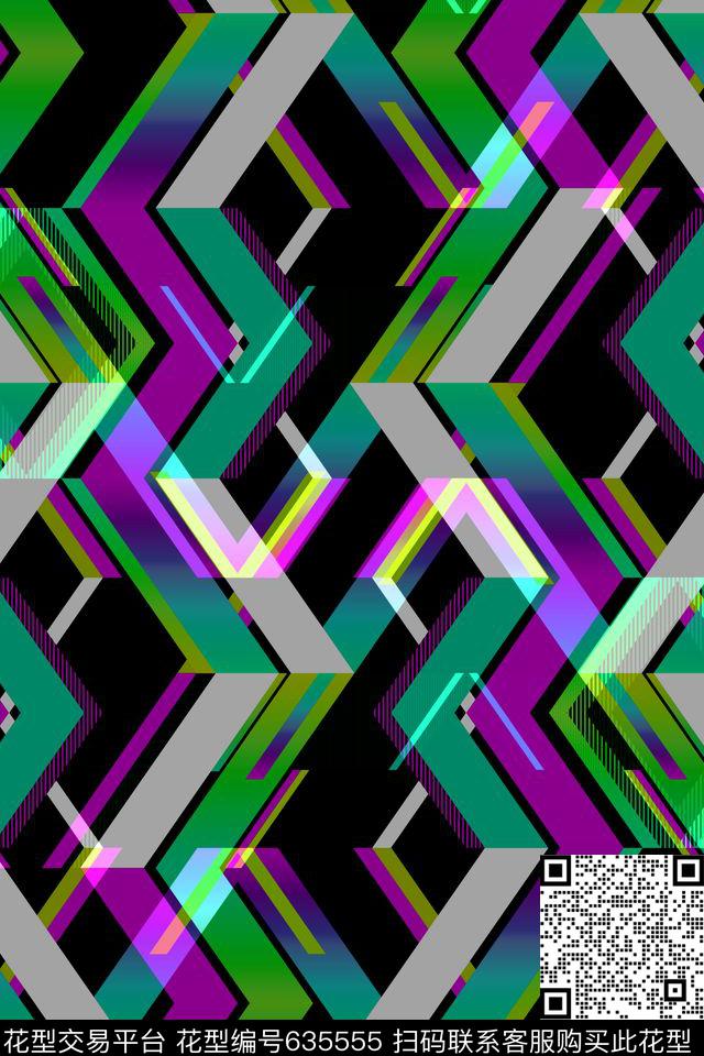 不规则几何小方块解构传统印花华亿平台下载（图片编号: 635555） - 瓦栏（Walan）
