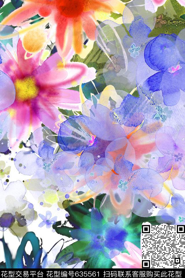 透明水彩通透数码印花华亿平台下载（图片编号: 635561） - 瓦栏（Walan）