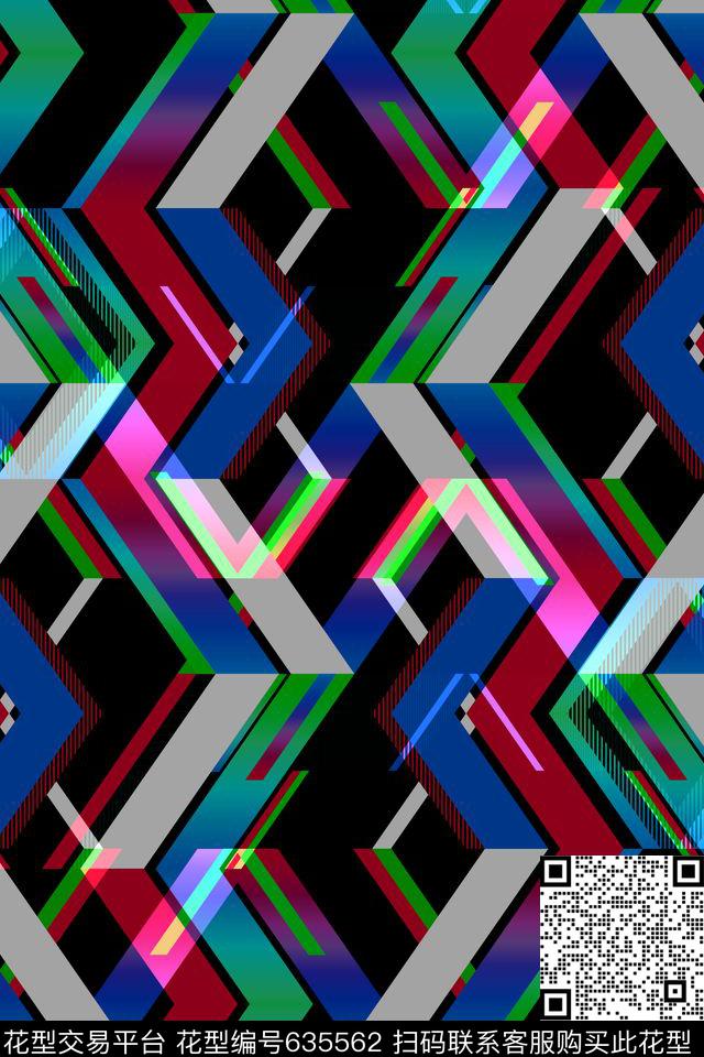 不规则几何小方块解构传统印花华亿平台下载（图片编号: 635562） - 瓦栏（Walan）