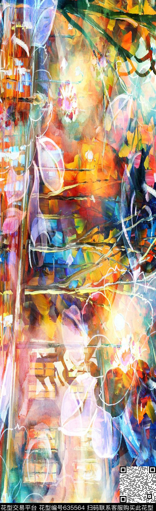 抽象彩图抽象长巾花纹抽象格形数码印花华亿平台下载（图片编号: 635564） - 瓦栏（Walan）
