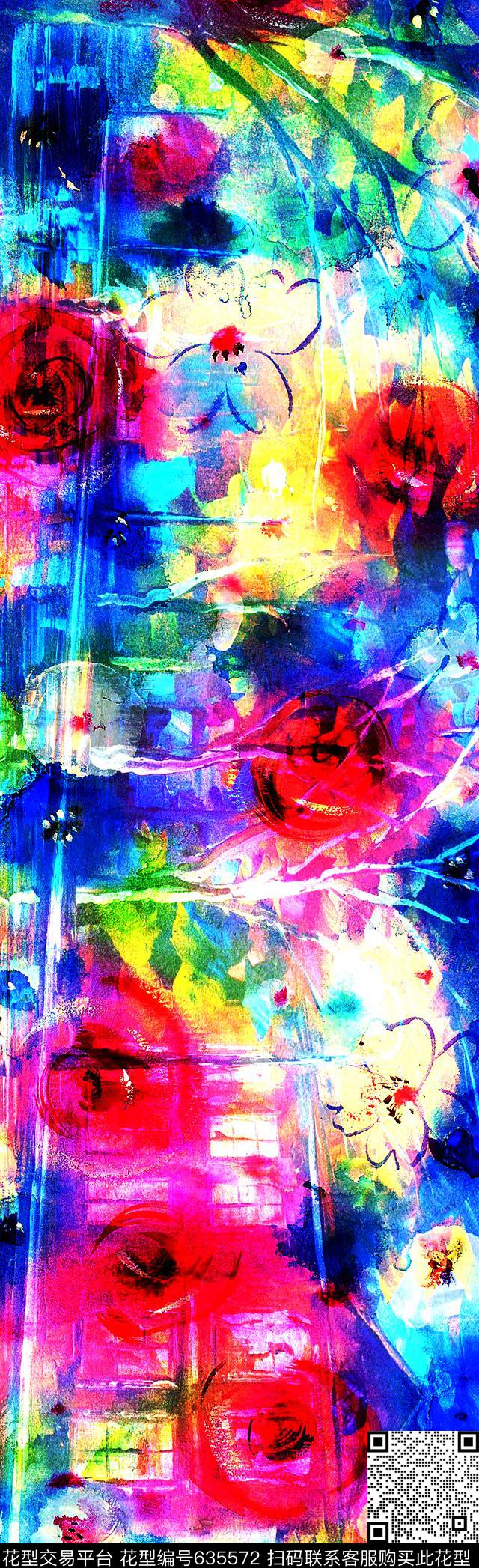 抽象彩图抽象长巾花纹抽象格形数码印花华亿平台下载（图片编号: 635572） - 瓦栏（Walan）