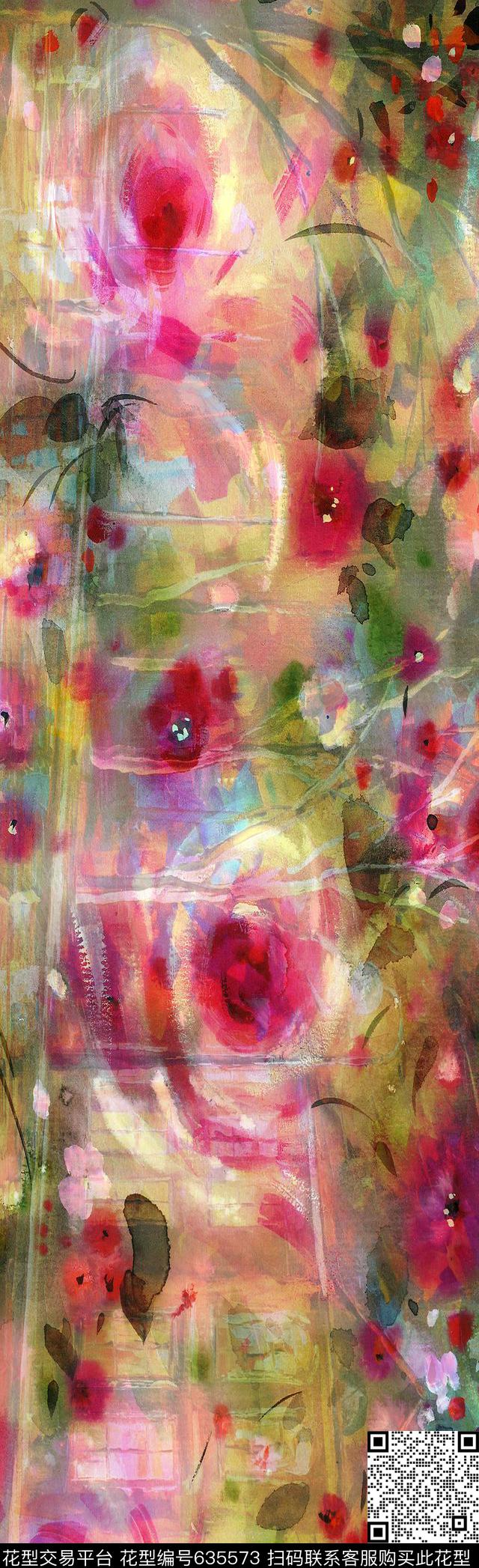 抽象彩图抽象长巾花纹抽象格形数码印花华亿平台下载（图片编号: 635573） - 瓦栏（Walan）